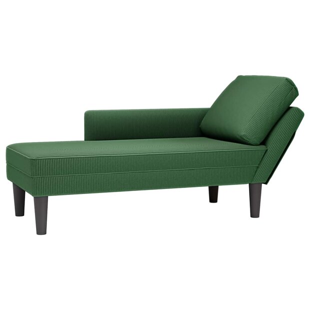 Chaise longue met kussen corduroy stof donkergroen 1