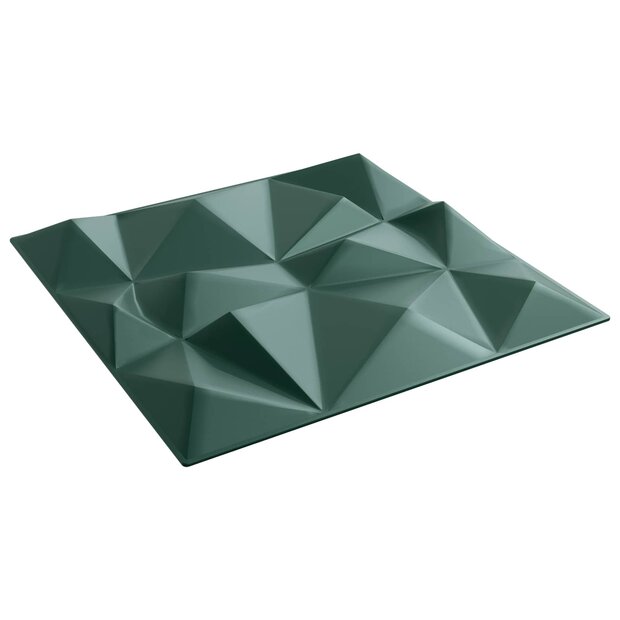 Wandpanelen 12 pcs Diamant Groen 50 x 50 cm XPS Schuim 1