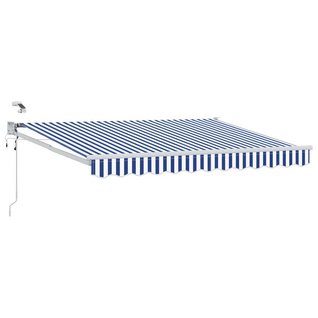 Elektrisch Uittrekbaar Zonnescherm Blauw en Wit 3,5 x 2 m 1