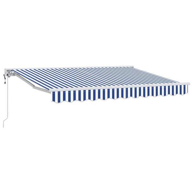 Elektrisch Uittrekbaar Zonnescherm Blauw en Wit 3 x 2,5 m 1