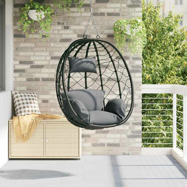 Egg hangstoel Antraciet 91,5 x 54,5 x 107 cm poly rattan 1