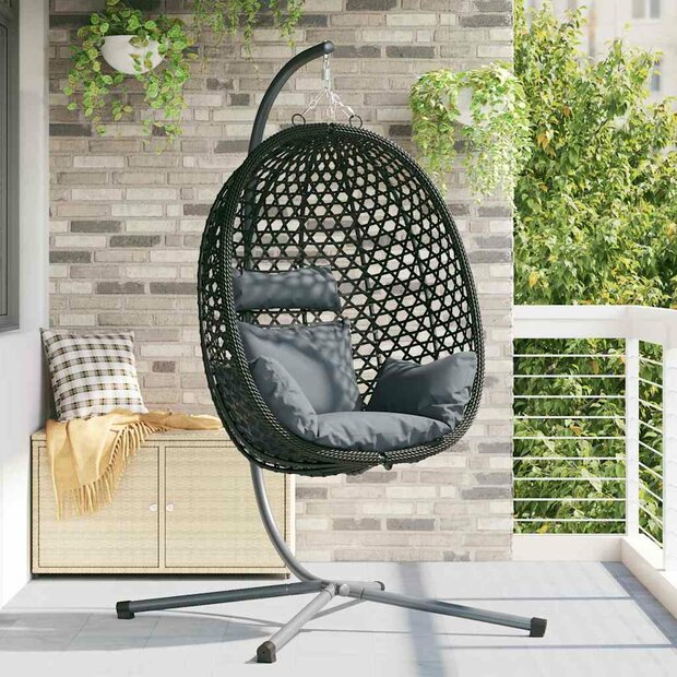 Egg hangstoel Antraciet en zwart 104 x 100 x 191 cm 1