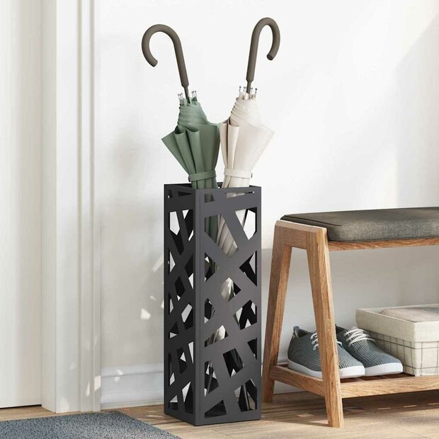 Paraplustandaard met opslag Zwart 15,5 x 15,5 x 49 cm Metaal 1