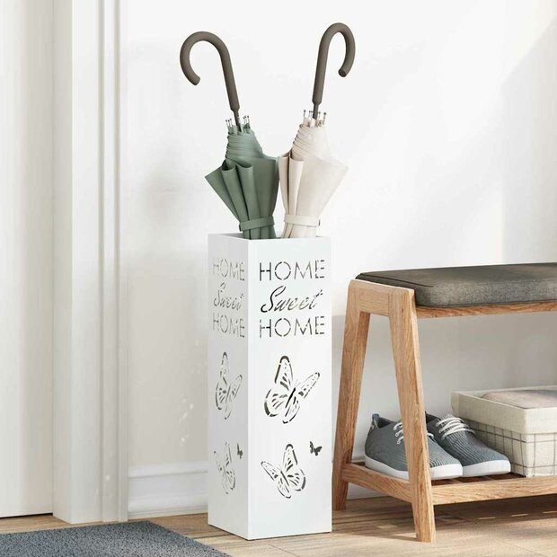Paraplustandaard met opslag Wit 15,5 x 15,5 x 49 cm Metaal 1