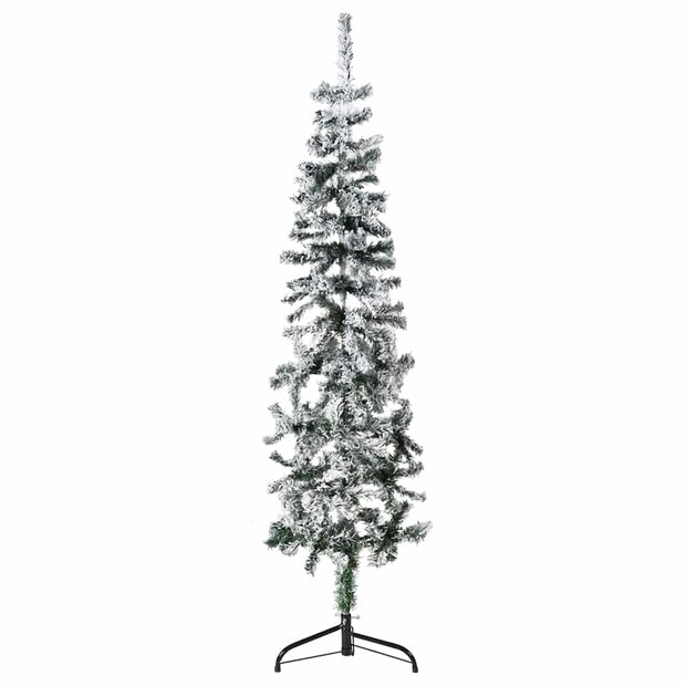 Kunstkerstboom half met sneeuw smal 150 cm 1