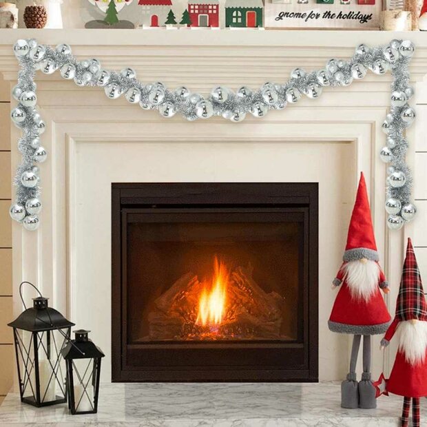 Kerstbal Guirlande Zilver 186 cm Polystyreen 1