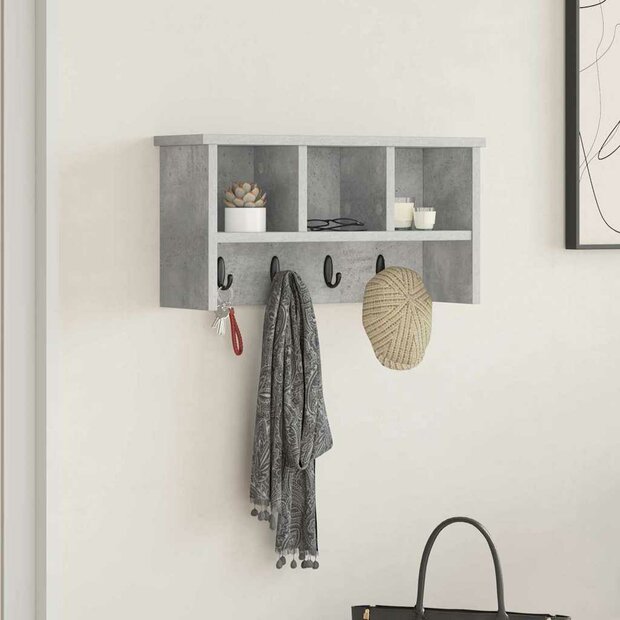 Wandgemonteerde kapstok met plank Beton Grijs 50 x 16 x 26 cm 1