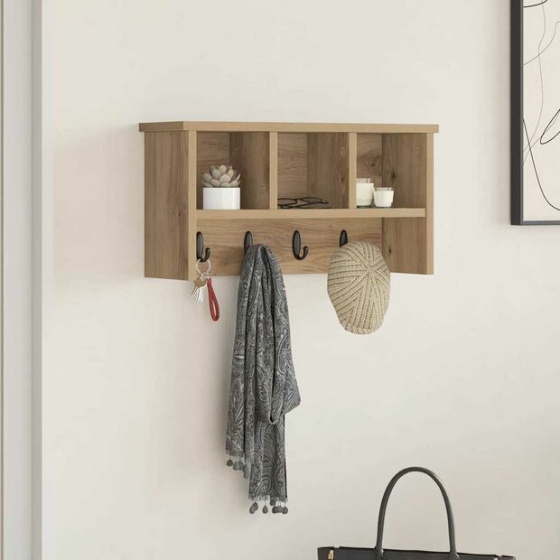 Wandgemonteerde kapstok met plank Artisan Eiken 50 x 16 x 26 cm 1