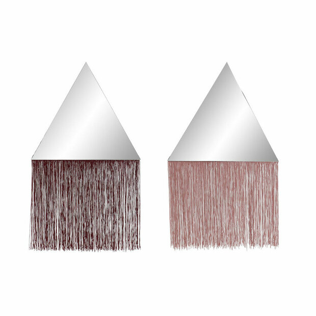 Wandspiegel DKD Home Decor Bordeaux Licht Roze Franjes 33,5 x 1 x 54 cm (2 Stuks) (2 Onderdelen) 1