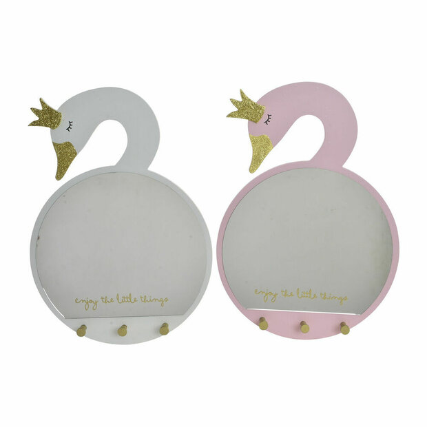 Wandspiegel DKD Home Decor Wit Licht Roze Kinderen 43 x 4 x 30 cm (2 Stuks) (2 Onderdelen) 1