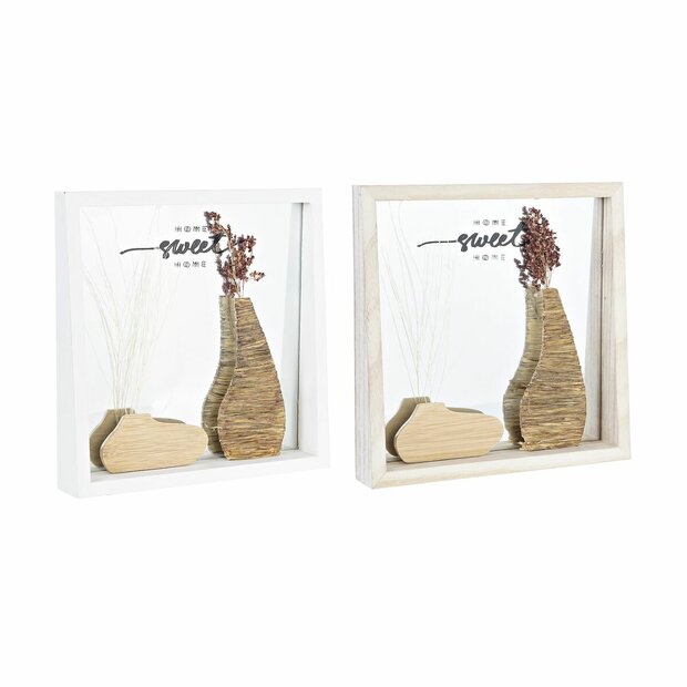 Wandspiegel DKD Home Decor Wit Natuurlijk Cottage 25 x 4 x 25 cm (2 Stuks) 1