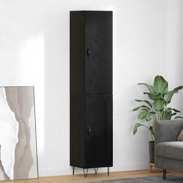 Highboard Zwart Eiken 34,5 x 34 x 90 cm Bewerkt hout 1