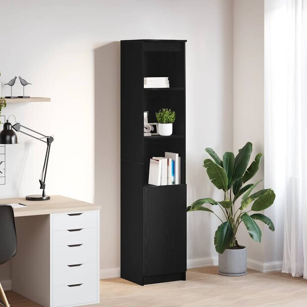 Highboard 37,5x35x180 cm spaanplaat zwart eikenkleurig 1