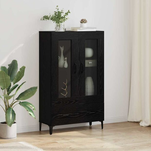 Highboard Zwart Eiken 70 x 31 x 115 cm Gemonteerd hout en ijzer 1