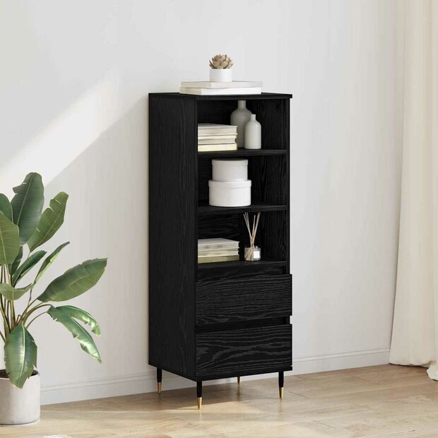 Highboard met lade Zwart Eiken 40 x 36 x 110 cm Bewerkt hout 1