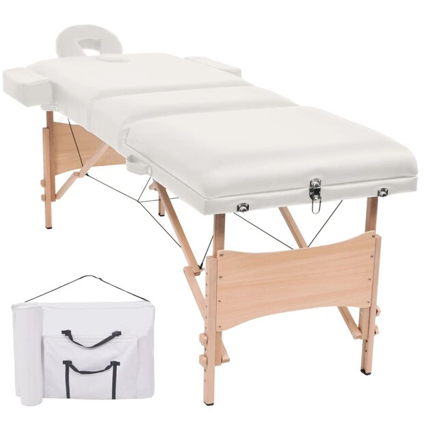 Massagetafel inklapbaar 3 zones 10 cm dik wit 1