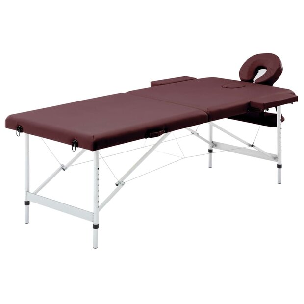 Massagetafel inklapbaar 2 zones aluminum wijnpaars 1
