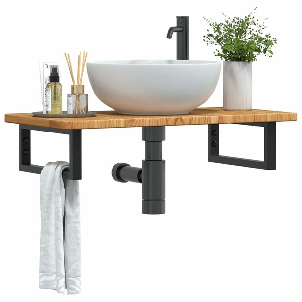 Badkamer wandschap staal en massief eikenhout 1