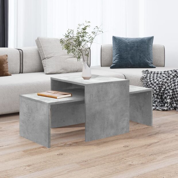 Salontafelset 100x48x40 cm bewerkt hout betongrijs 1