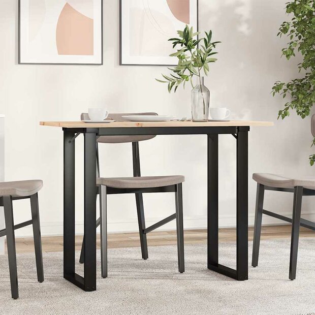 Eettafel O-frame 100x50x75 cm massief grenenhout en staal 1