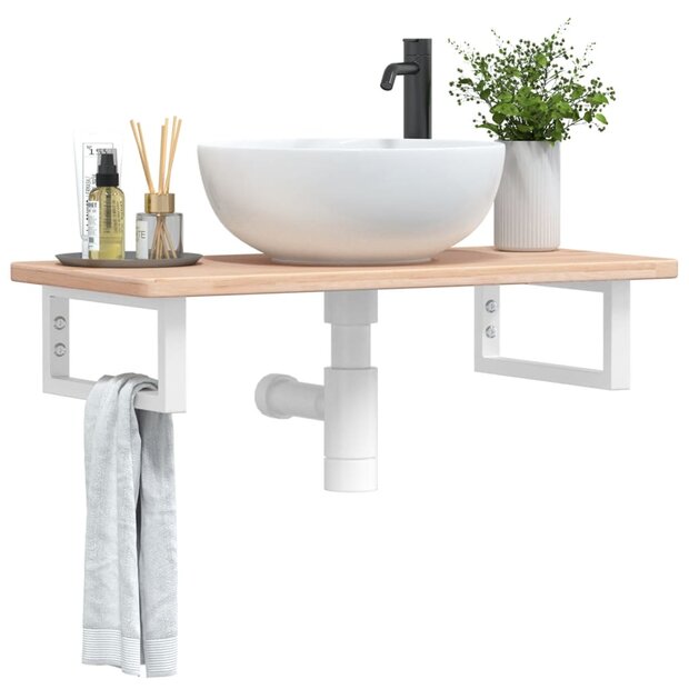 Badkamer wandschap staal en massief eikenhout 1