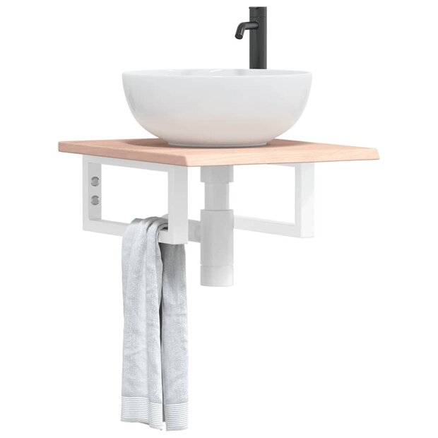 Badkamer wandschap staal en massief eikenhout 1