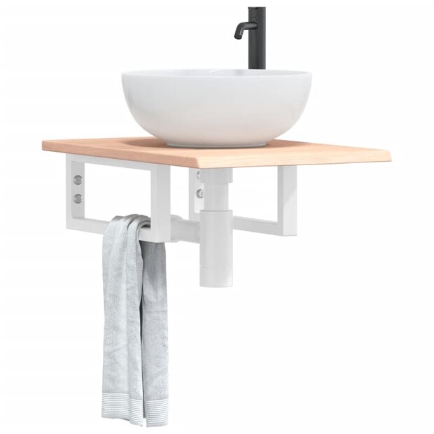 Badkamer wandschap staal en massief eikenhout 1