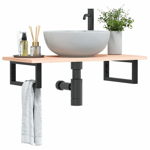 Badkamer wandschap staal en massief eikenhout 1