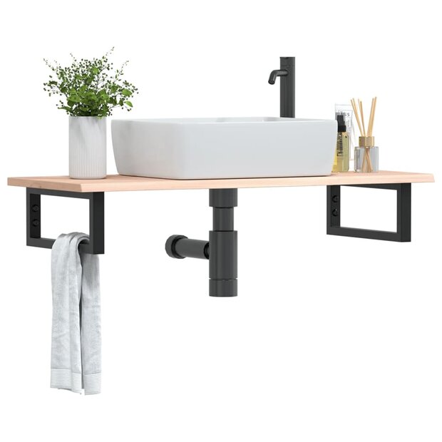 Badkamer wandschap staal en massief eikenhout 1