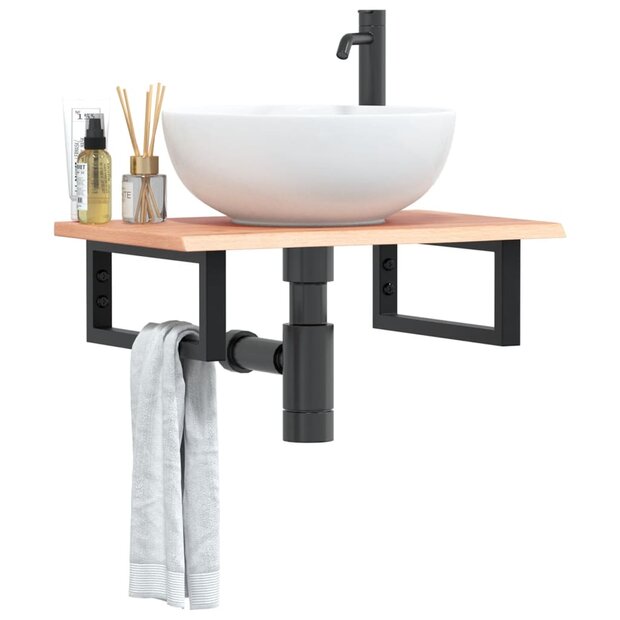 Badkamer wandschap staal en massief eikenhout 1