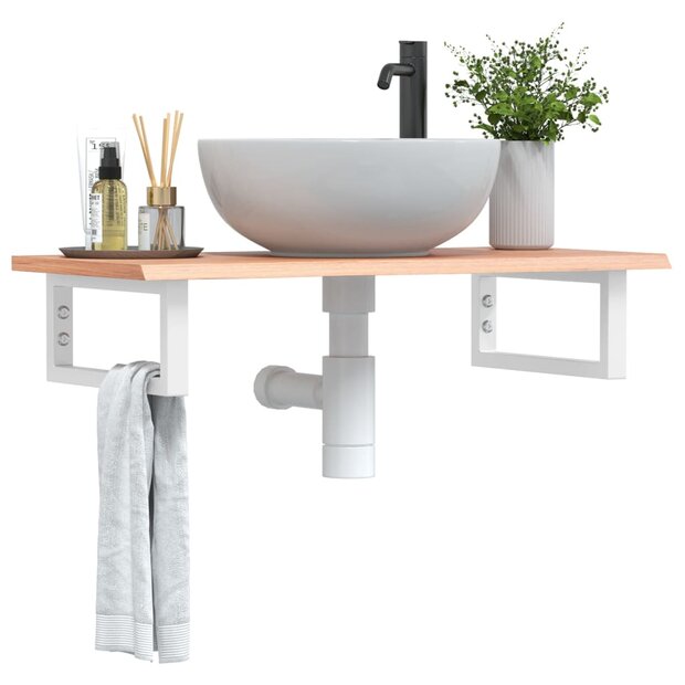 Badkamer wandschap staal en massief eikenhout 1