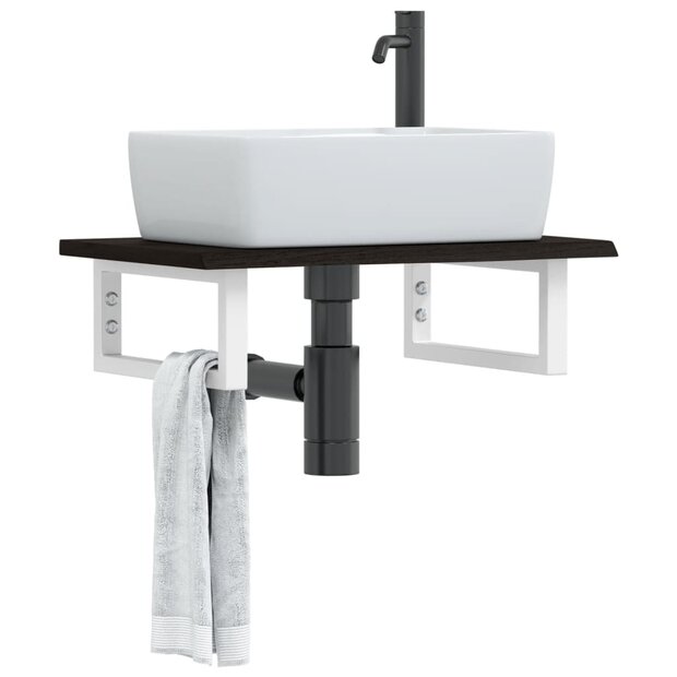 Badkamer wandschap staal en massief eikenhout 1