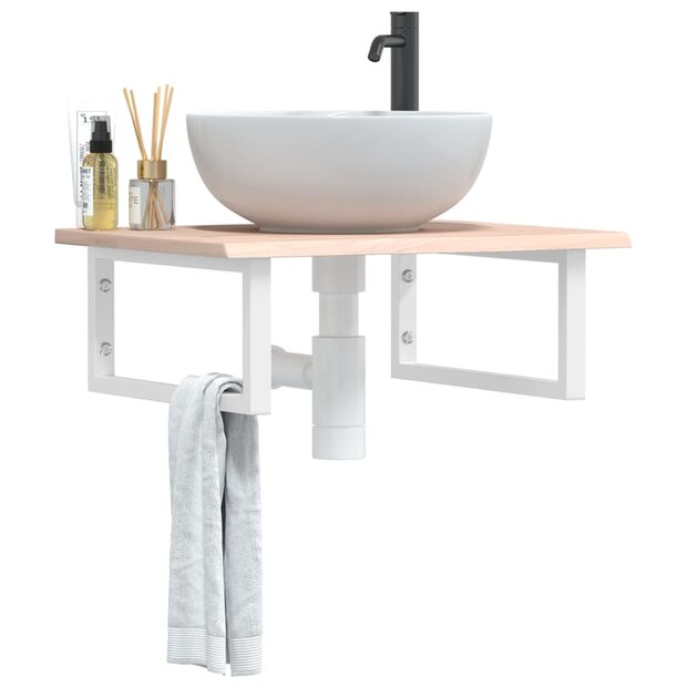 Badkamer wandschap staal en massief eikenhout 1