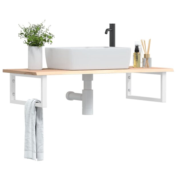 Badkamer wandschap staal en massief eikenhout 1