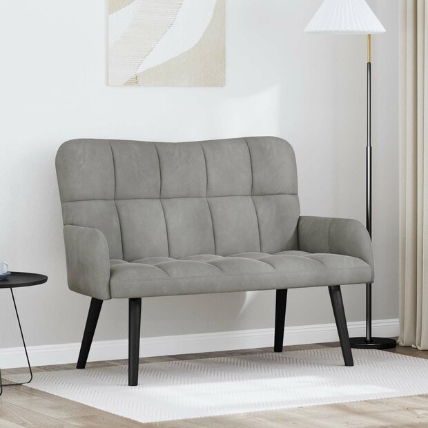 Twee Persoons Sofa Lichtgrijs 115 x 61 x 87 cm Fluweel 1