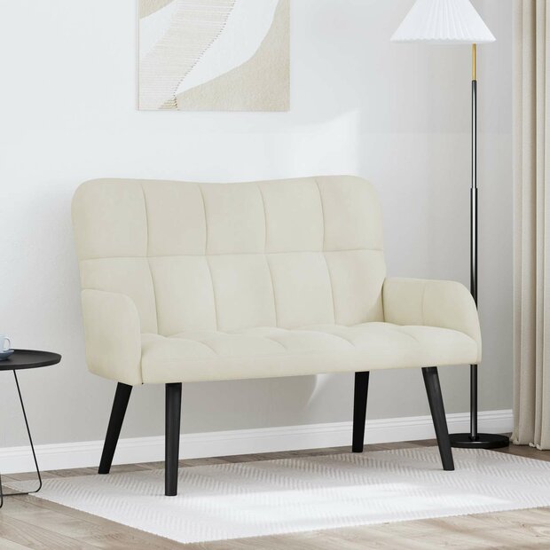 Twee Persoons Sofa Cr&egrave;me 115 x 61 x 87 cm Fluweel 1