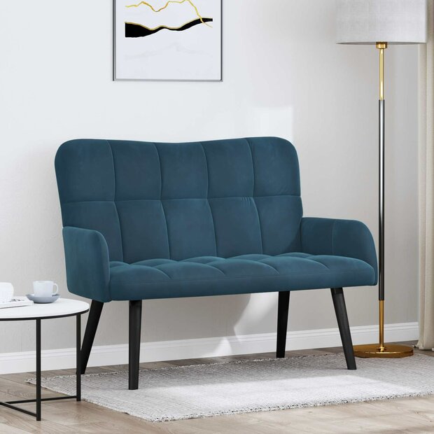 Twee Persoons Sofa Blauw 115 x 61 x 87 cm Fluweel 1