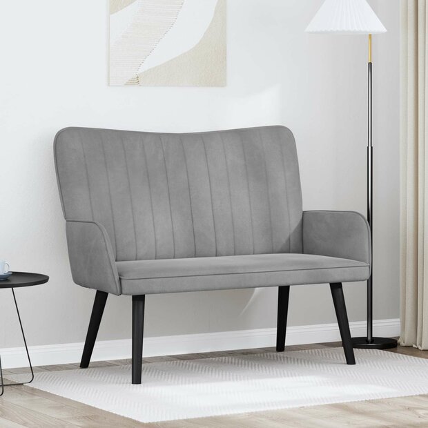 Twee Persoons Sofa Lichtgrijs 115 x 61 x 87 cm Fluweel 1
