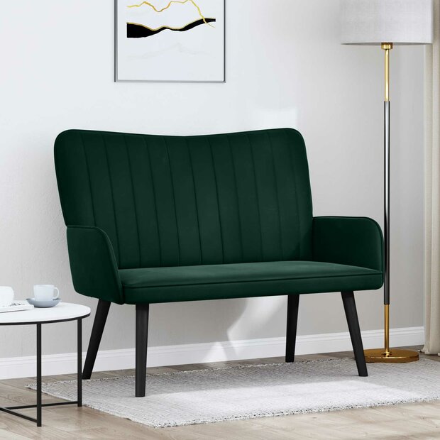 Twee Persoons Sofa Donkergroen 115 x 61 x 87 cm Fluweel 1