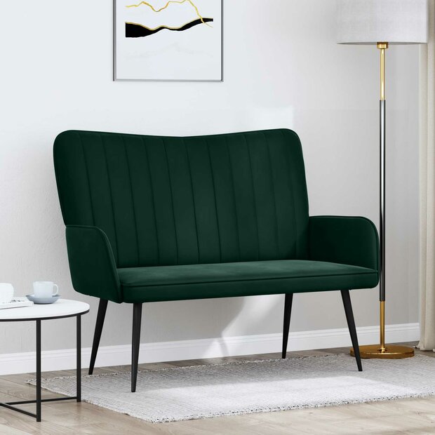 Twee Persoons Sofa Donkergroen 115 x 61 x 87 cm Fluweel 1
