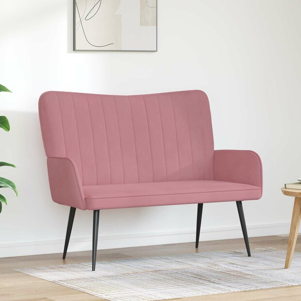 Twee Persoons Sofa Roze 115 x 61 x 87 cm Fluweel 1