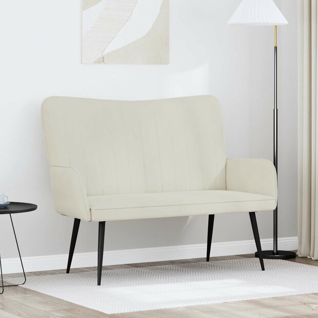 Twee Persoons Sofa Cr&egrave;me 115 x 61 x 87 cm Fluweel 1