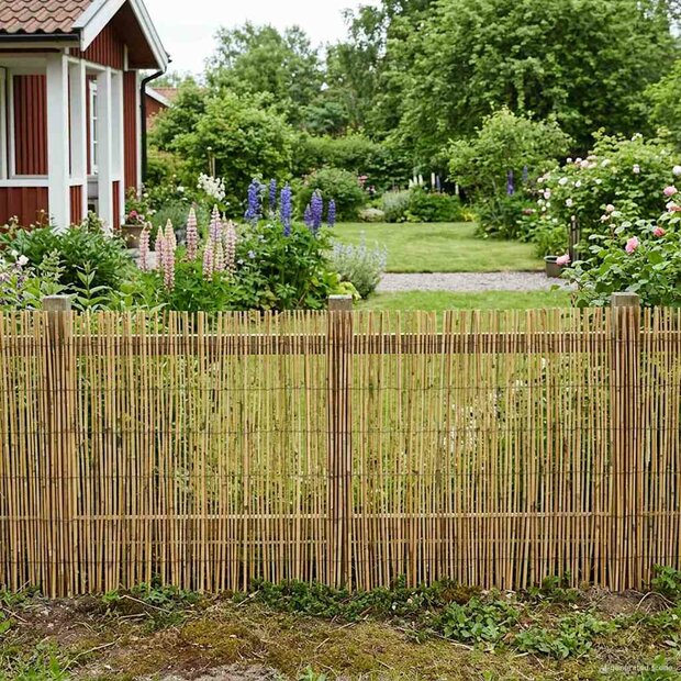 Tuinhek Ge&euml; carboniseerd 400 x 100 cm Riet 1