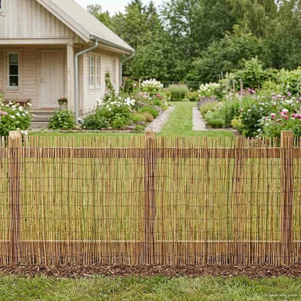 Tuinhek Ge&euml; carboniseerd 300 x 100 cm Riet 1