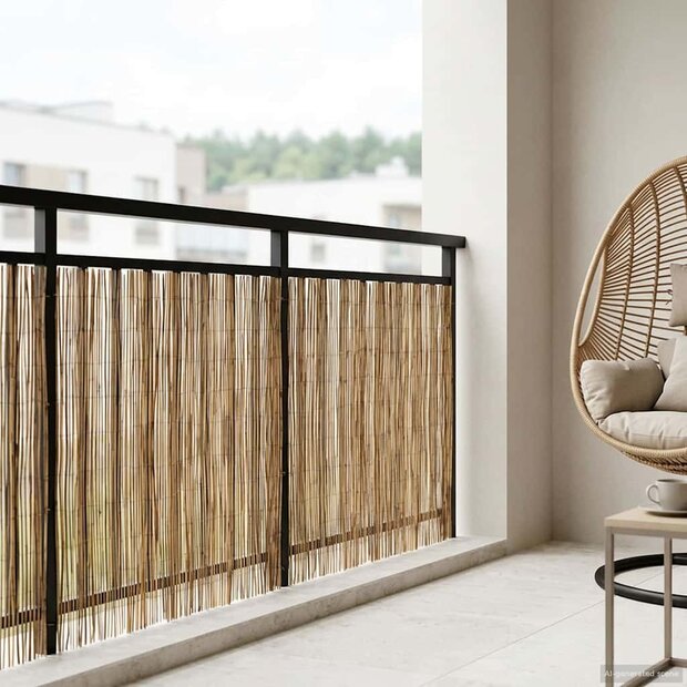 Tuinhek Ge&euml; carboniseerd 600 x 100 cm Riet 1