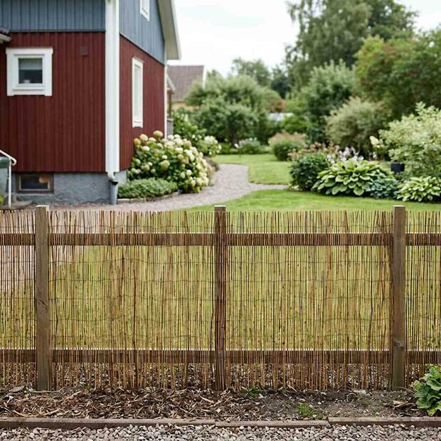 Tuinhek Ge&euml; carboniseerd 400 x 90 cm Riet 1
