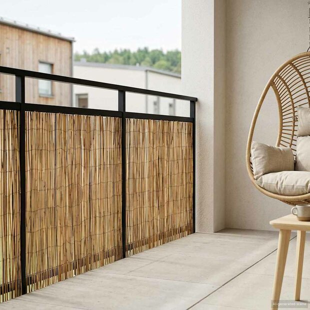 Tuinhek Ge&euml; carboniseerd 400 x 80 cm Riet 1