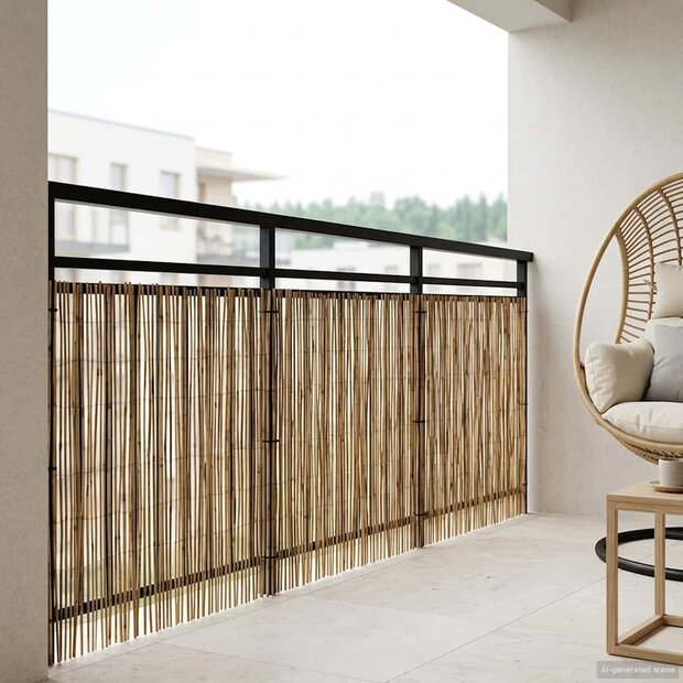 Tuinhek Ge&euml; carboniseerd 500 x 80 cm Riet 1