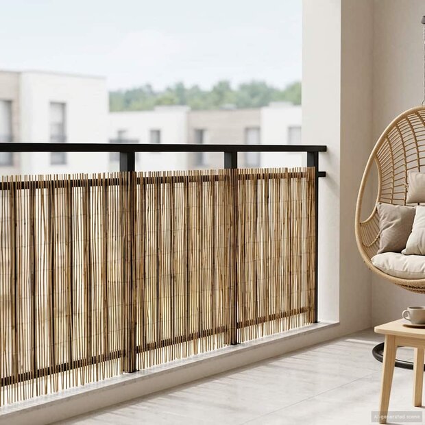 Tuinhek Ge&euml; carboniseerd 600 x 80 cm Riet 1