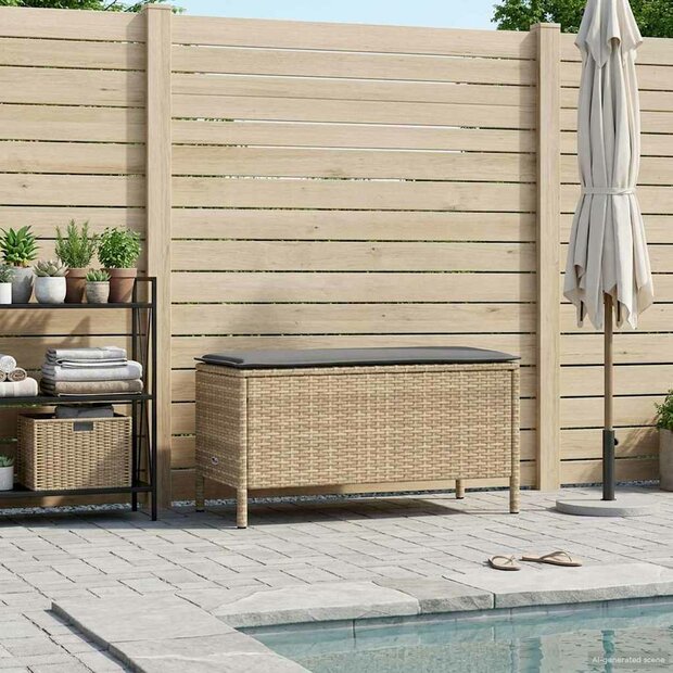Tuinvoetenbank Beige en Licht Grijs 80 x 38 x 42 cm PE Rattan 1